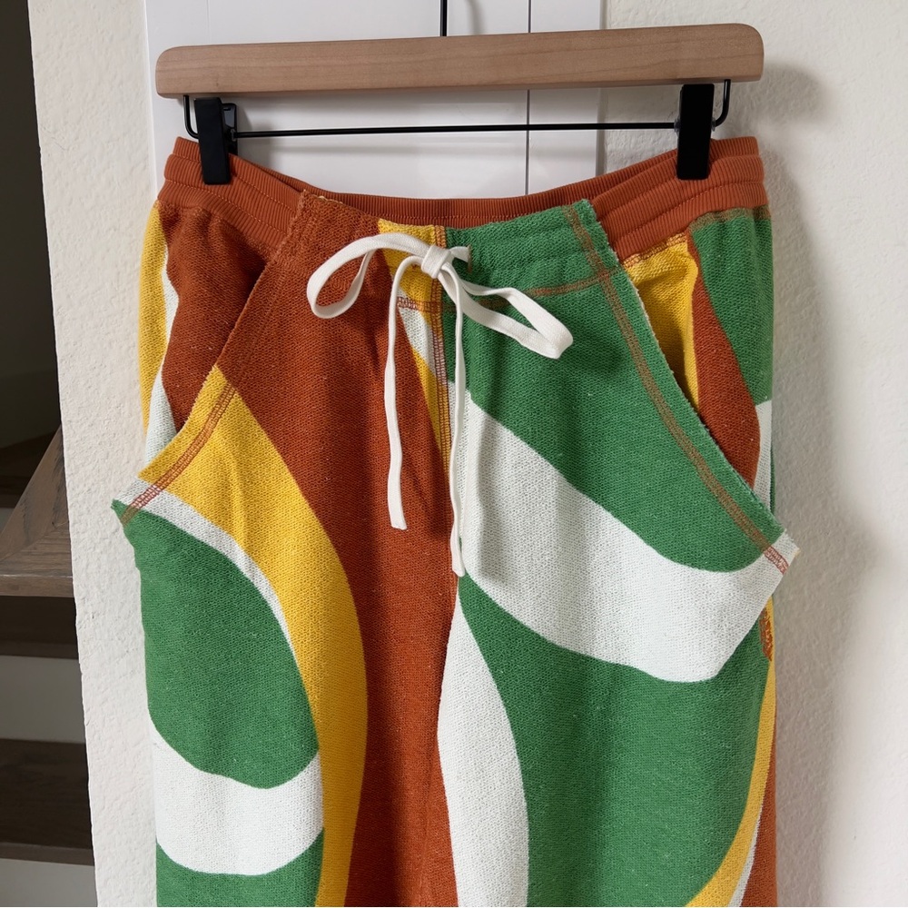 NWT Free People One Above Retro 70s Wide Leg Pants in Orange Yellow Green - Picture 7 of 8